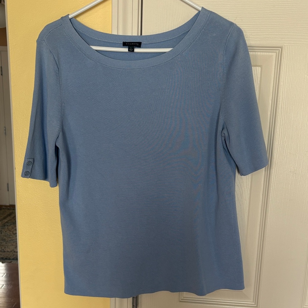 Talbots Powder Blue Short Sleeve Knit Top